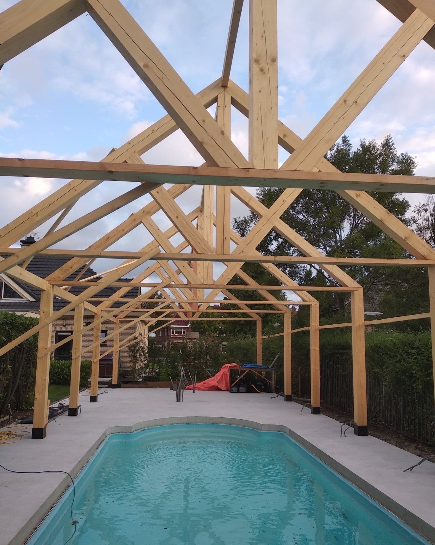 Houten constructie van een Nuvion renovatieproject